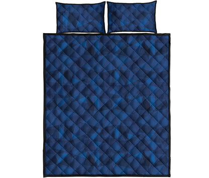 Blue Polygonal Geometric Print Quilt Bed Set
