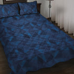 Blue Polygonal Geometric Print Quilt Bed Set