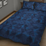 Blue Polygonal Geometric Print Quilt Bed Set