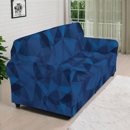 Blue Polygonal Geometric Print Sofa Cover