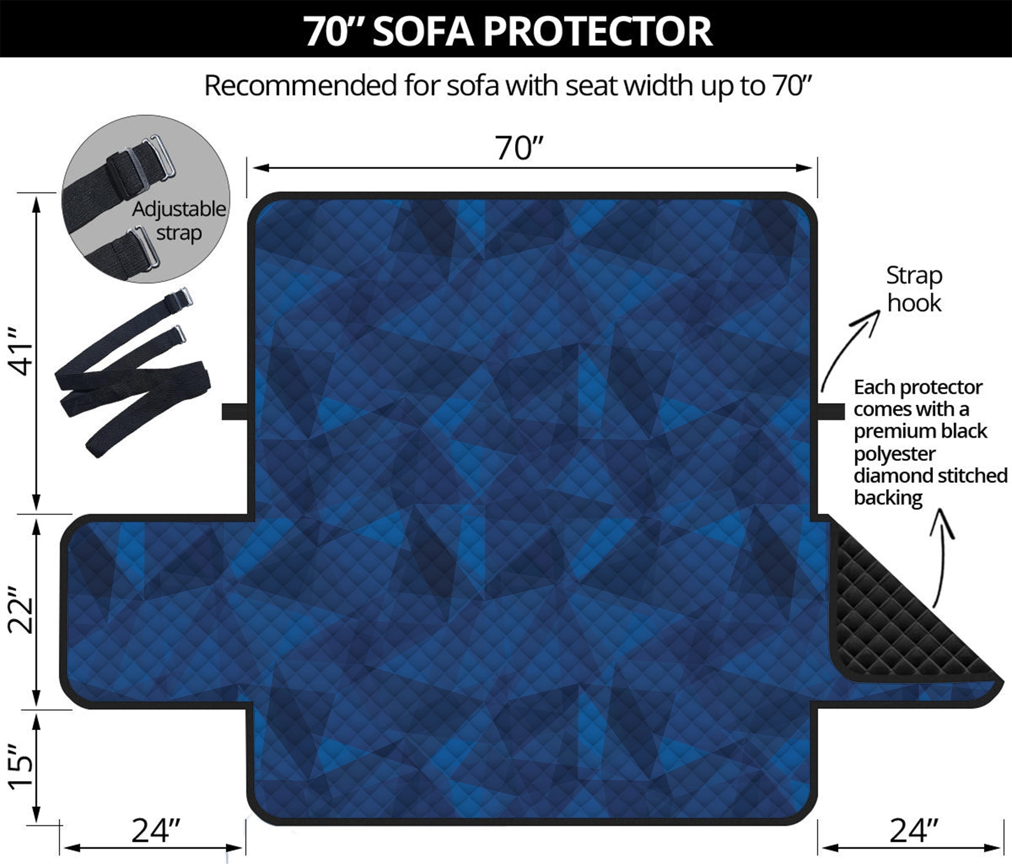 Blue Polygonal Geometric Print Sofa Protector