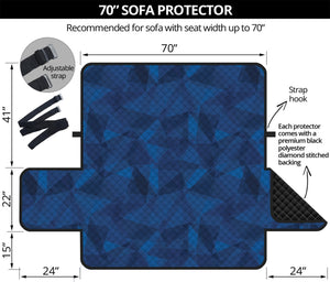 Blue Polygonal Geometric Print Sofa Protector