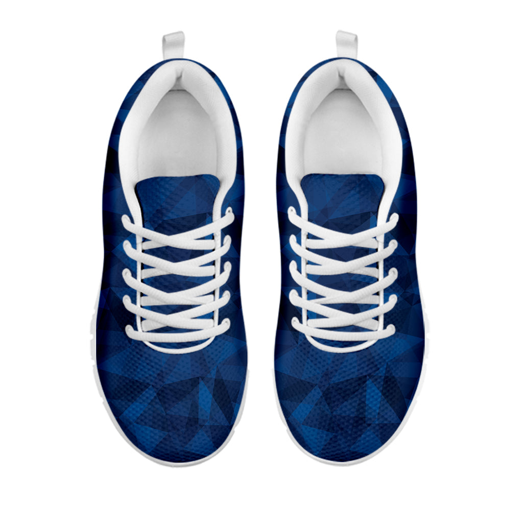 Blue Polygonal Geometric Print White Sneakers