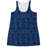 Blue Polygonal Geometric Print Women's Racerback Tank Top