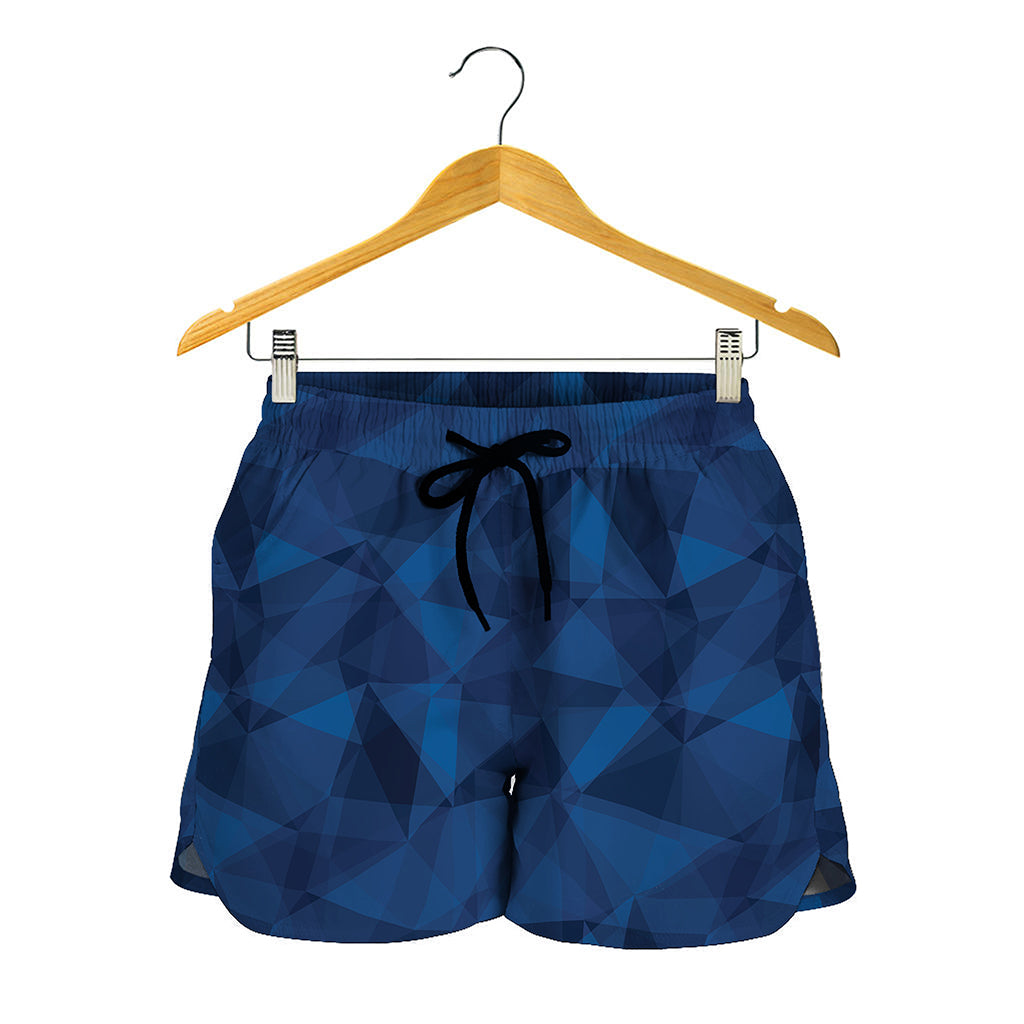 Blue Polygonal Geometric Print Women's Shorts