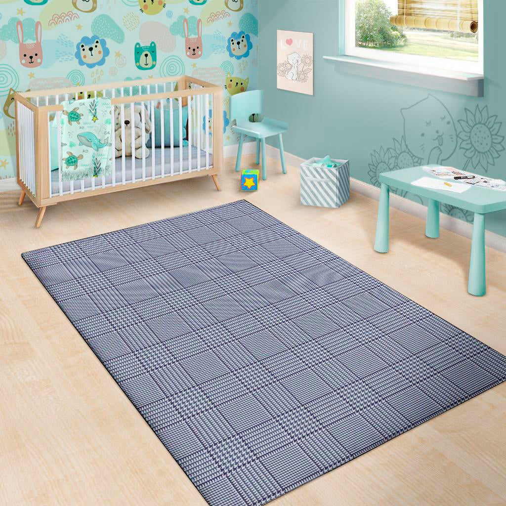 Blue Prince of Wales Check Print Area Rug