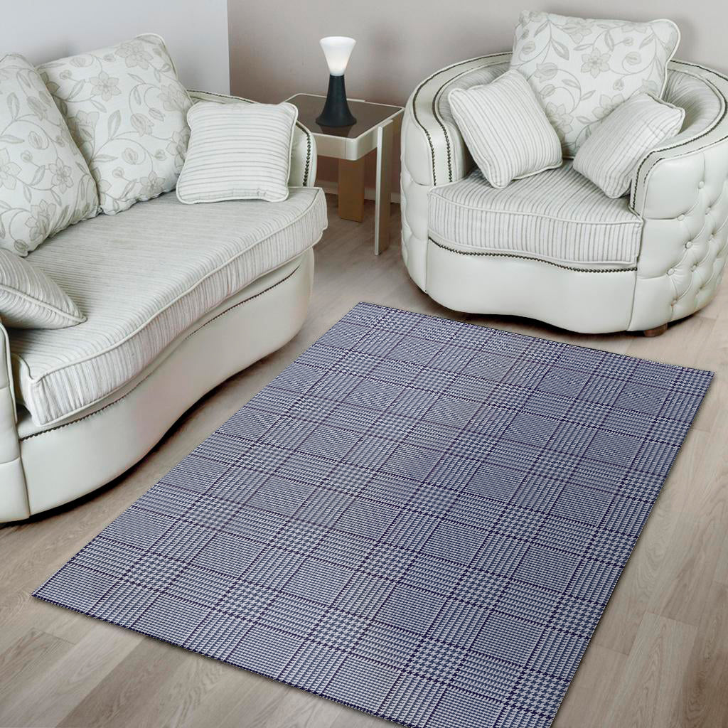 Blue Prince of Wales Check Print Area Rug