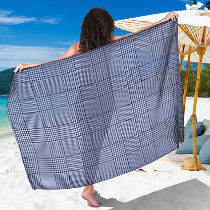 Blue Prince of Wales Check Print Beach Sarong Wrap