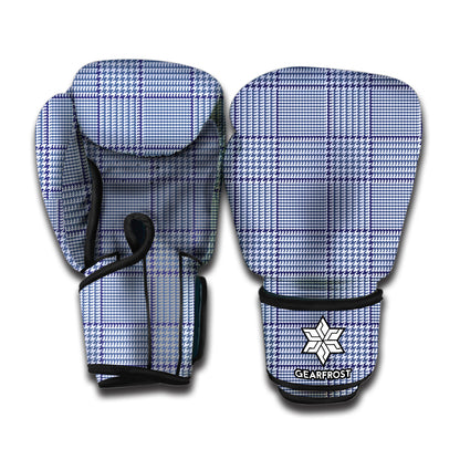 Blue Prince of Wales Check Print Boxing Gloves