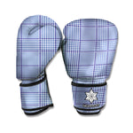 Blue Prince of Wales Check Print Boxing Gloves