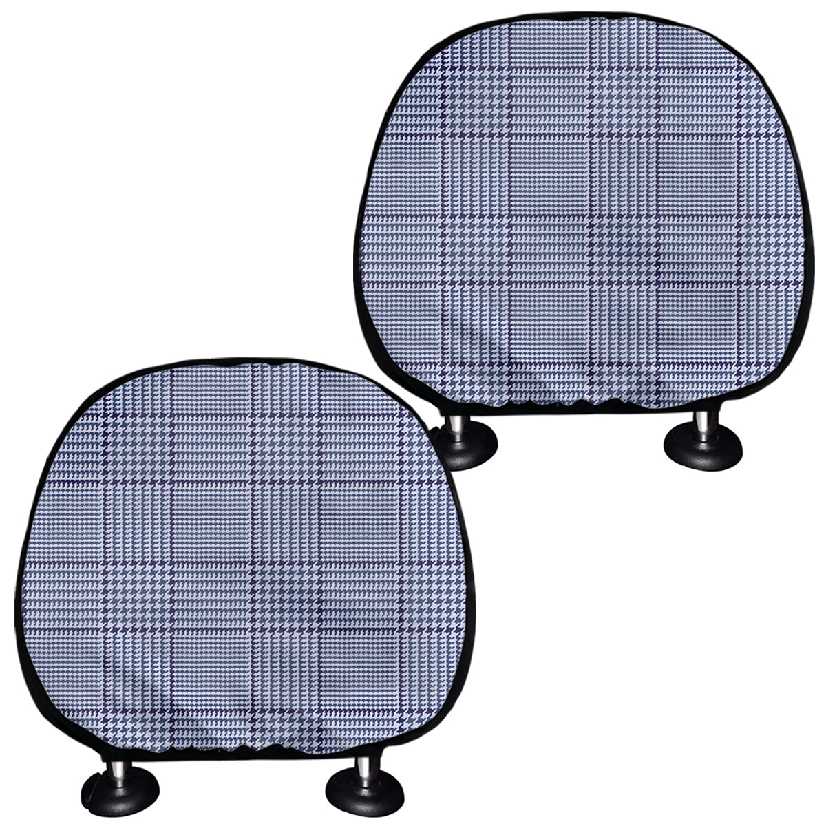 Blue Prince of Wales Check Print Car Headrest Covers