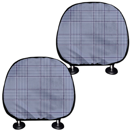 Blue Prince of Wales Check Print Car Headrest Covers