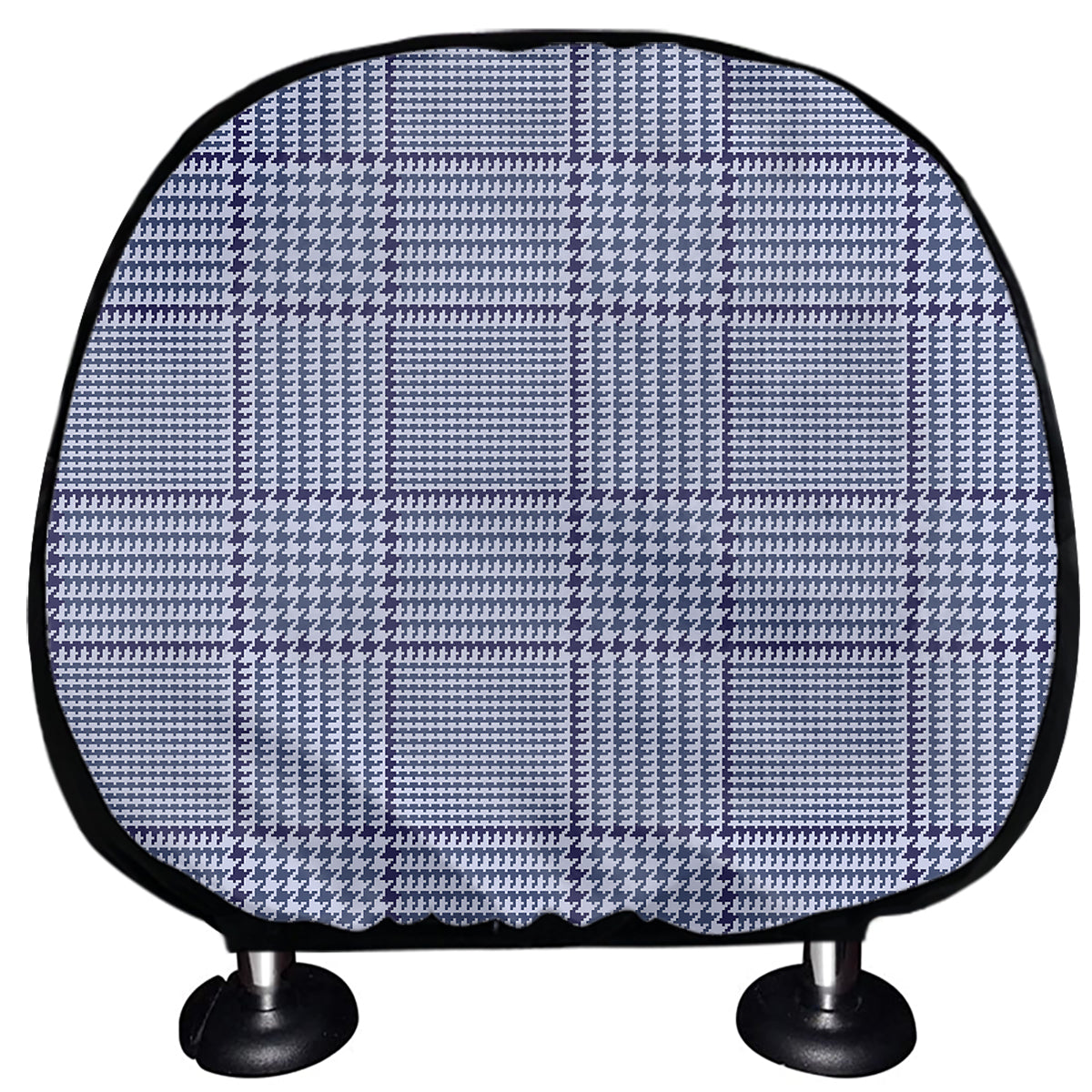 Blue Prince of Wales Check Print Car Headrest Covers