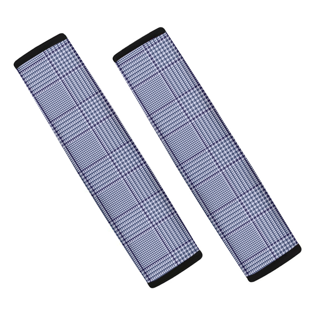 Blue Prince of Wales Check Print Car Seat Belt Covers