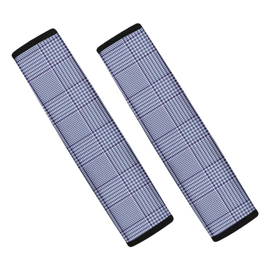 Blue Prince of Wales Check Print Car Seat Belt Covers