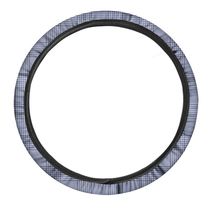 Blue Prince of Wales Check Print Car Steering Wheel Cover