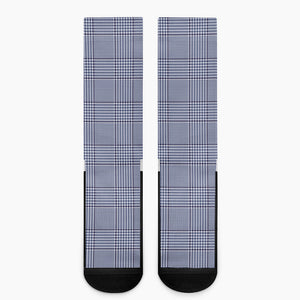 Blue Prince of Wales Check Print Crew Socks