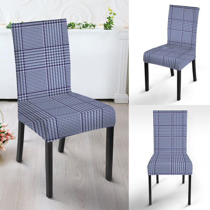 Blue Prince of Wales Check Print Dining Chair Slipcover