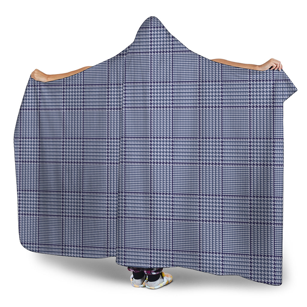 Blue Prince of Wales Check Print Hooded Blanket