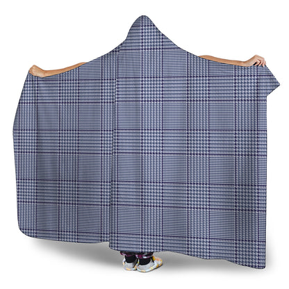 Blue Prince of Wales Check Print Hooded Blanket