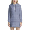 Blue Prince of Wales Check Print Hoodie Dress