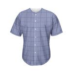 Blue Prince of Wales Check Print Men's Baseball Jersey