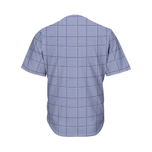 Blue Prince of Wales Check Print Men's Baseball Jersey