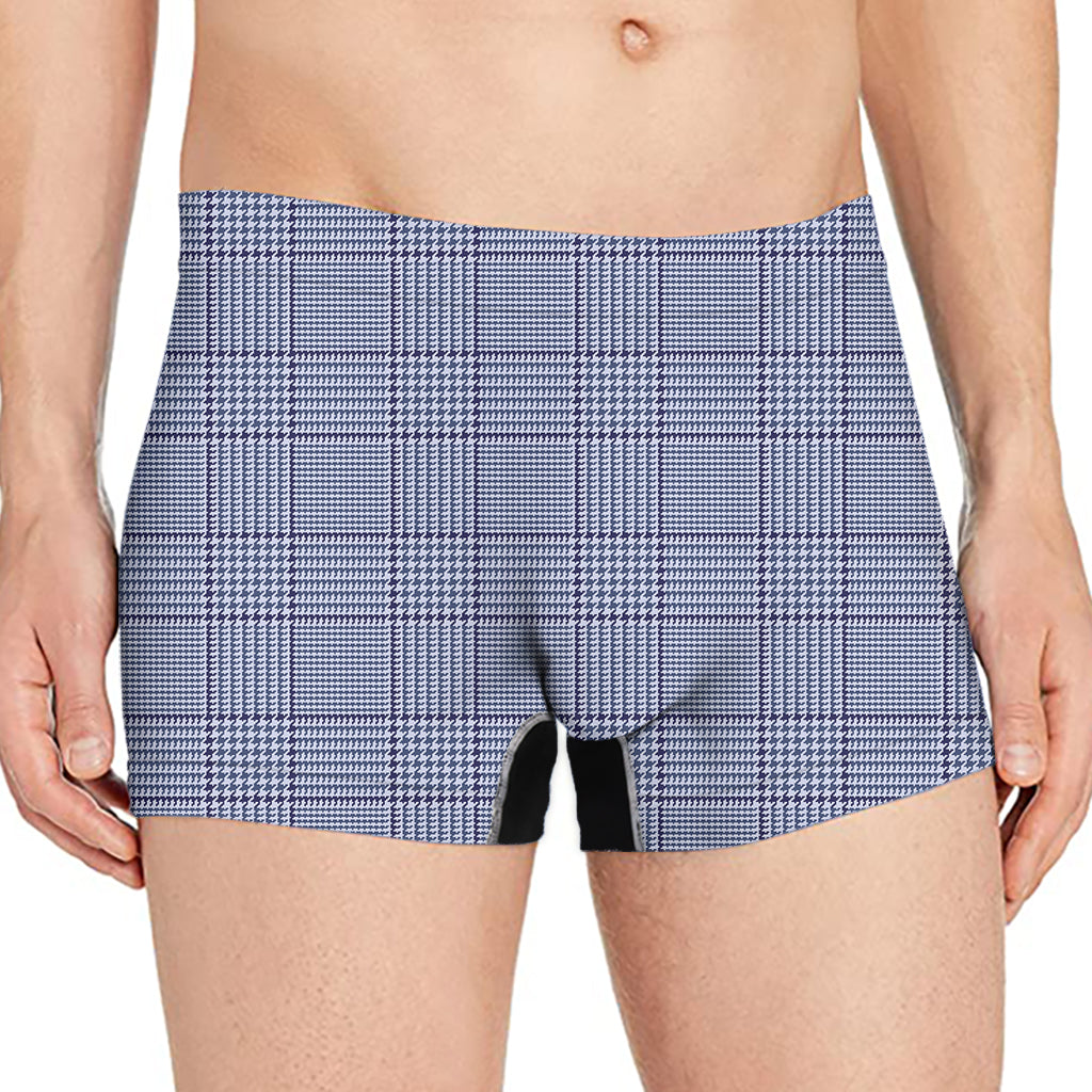 Blue Prince of Wales Check Print Men's Boxer Briefs