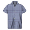 Blue Prince of Wales Check Print Men's Short Sleeve Shirt