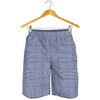 Blue Prince of Wales Check Print Men's Shorts