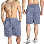 Blue Prince of Wales Check Print Men's Shorts