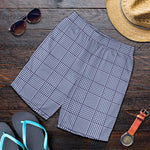 Blue Prince of Wales Check Print Men's Shorts