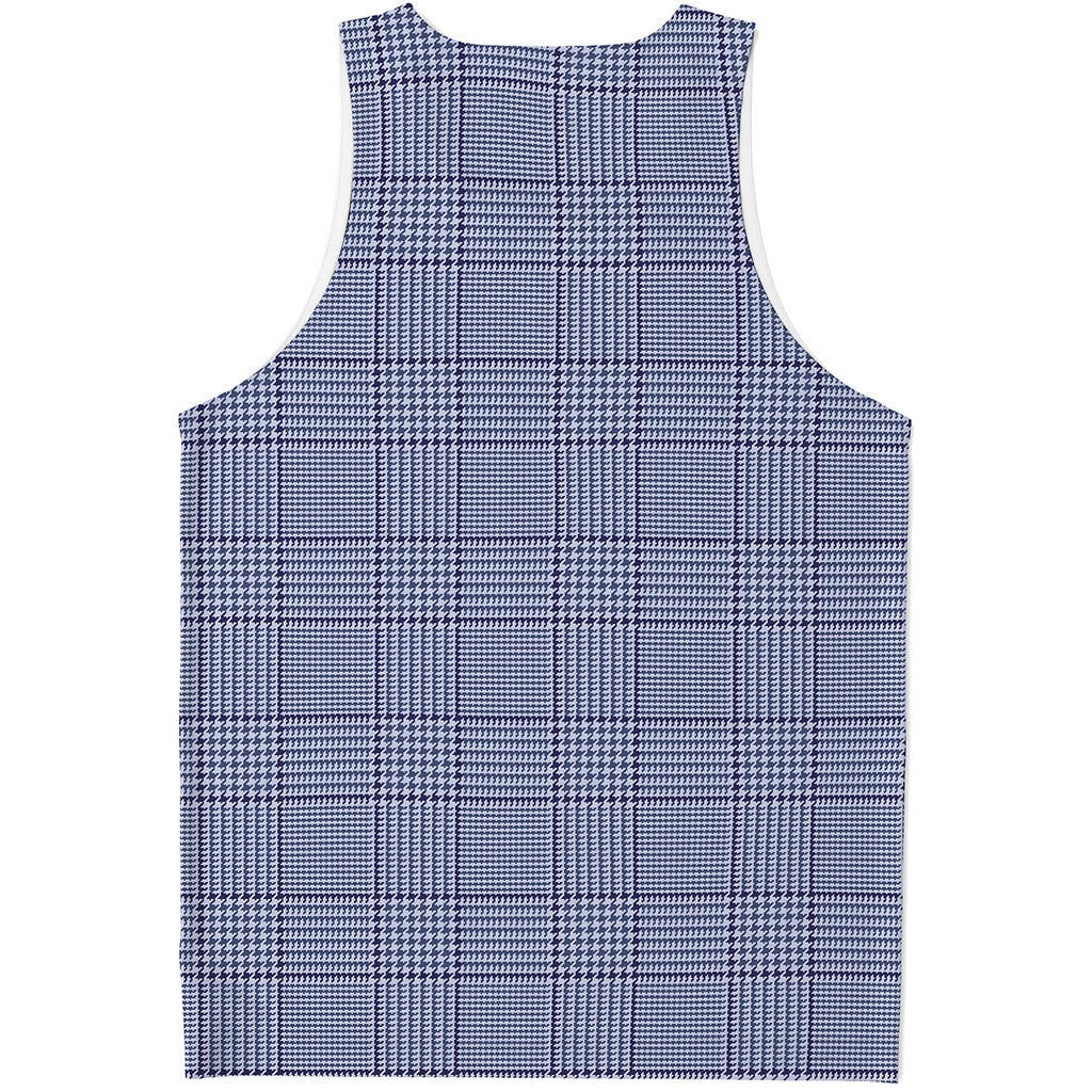 Blue Prince of Wales Check Print Men's Tank Top