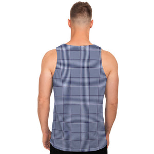 Blue Prince of Wales Check Print Men's Tank Top