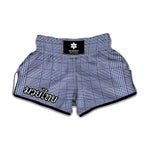 Blue Prince of Wales Check Print Muay Thai Boxing Shorts