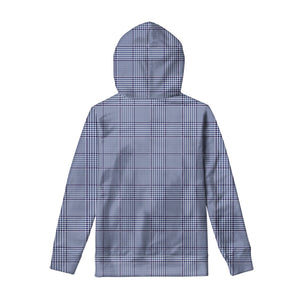 Blue Prince of Wales Check Print Pullover Hoodie