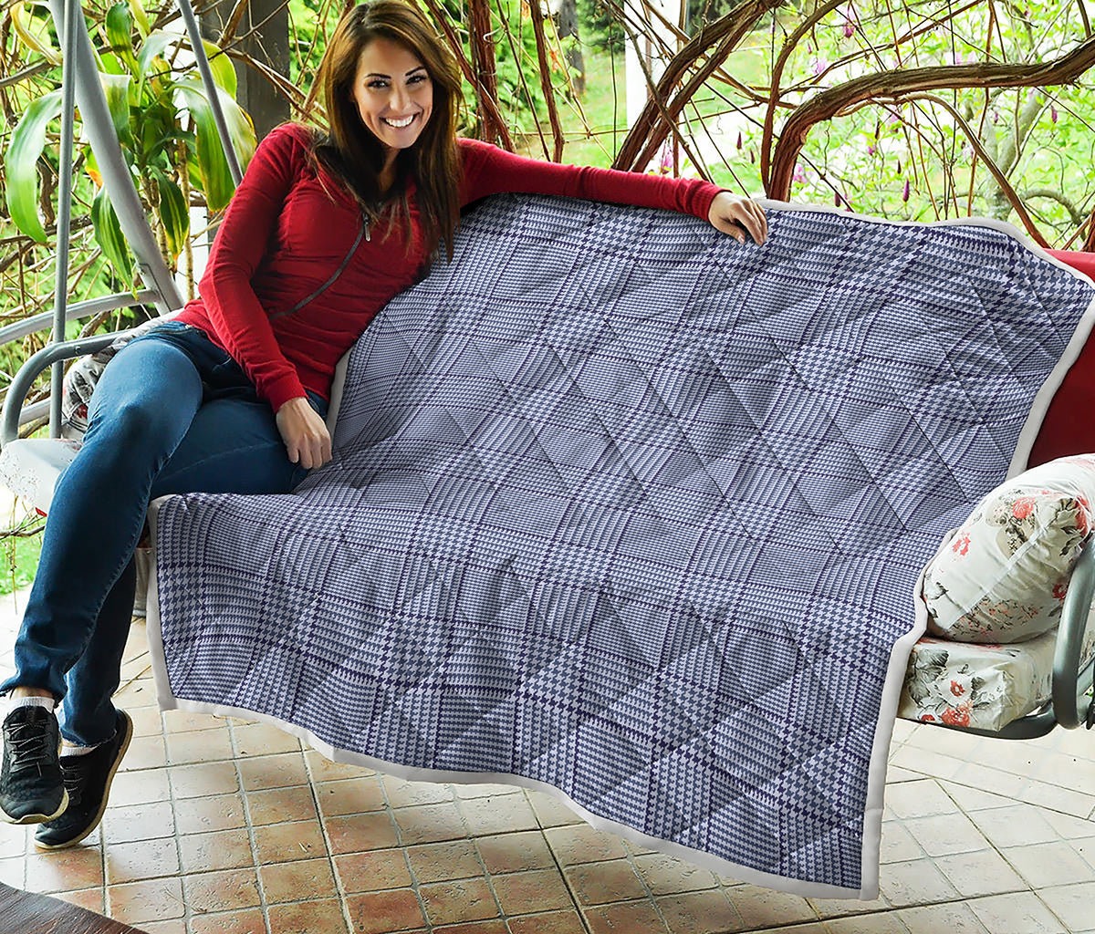 Blue Prince of Wales Check Print Quilt