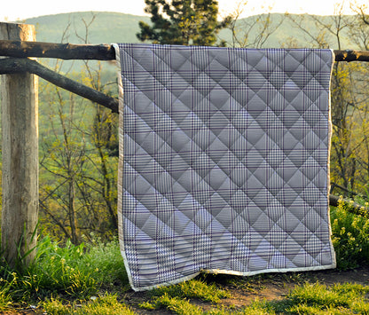 Blue Prince of Wales Check Print Quilt