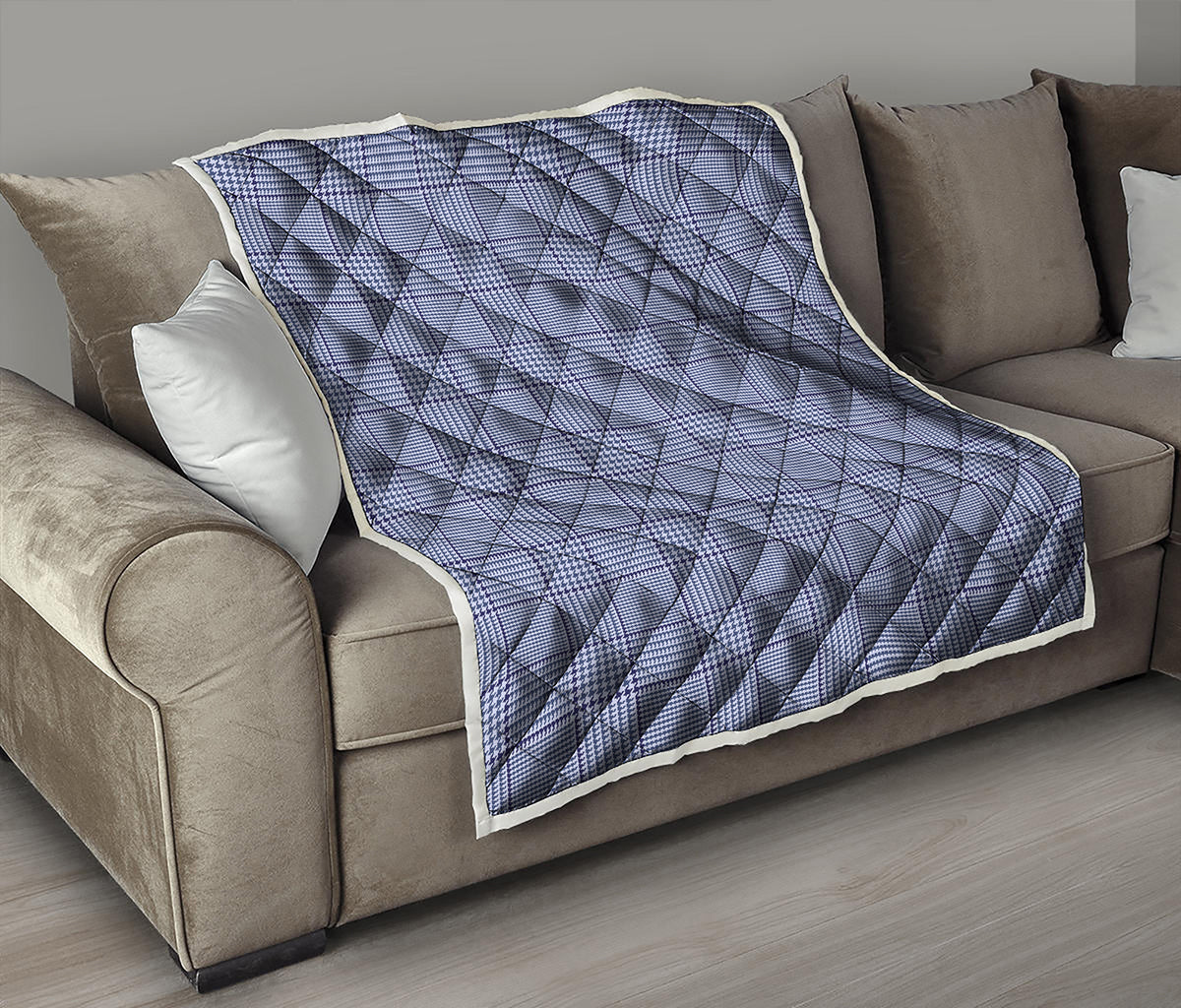 Blue Prince of Wales Check Print Quilt