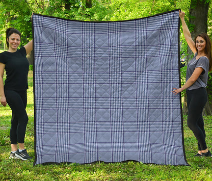 Blue Prince of Wales Check Print Quilt