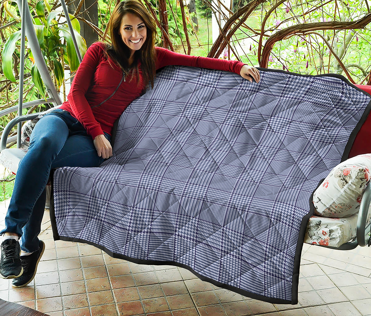 Blue Prince of Wales Check Print Quilt