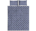 Blue Prince of Wales Check Print Quilt Bed Set