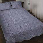 Blue Prince of Wales Check Print Quilt Bed Set