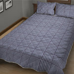 Blue Prince of Wales Check Print Quilt Bed Set