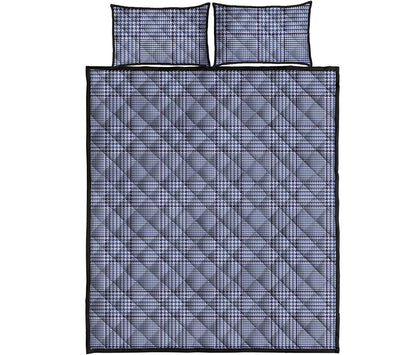 Blue Prince of Wales Check Print Quilt Bed Set