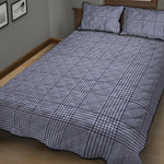 Blue Prince of Wales Check Print Quilt Bed Set