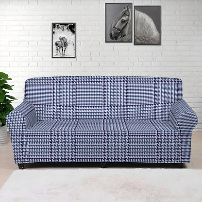 Blue Prince of Wales Check Print Sofa Cover