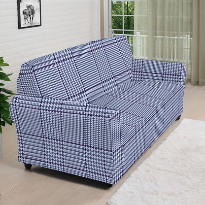 Blue Prince of Wales Check Print Sofa Cover