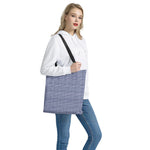 Blue Prince of Wales Check Print Tote Bag