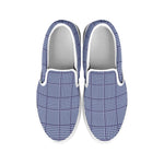 Blue Prince of Wales Check Print White Slip On Shoes